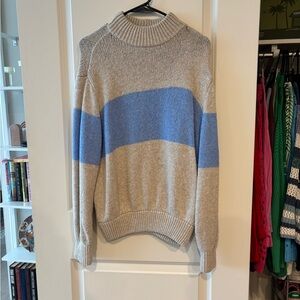 Aerie Beige and Blue Turtleneck Sweater